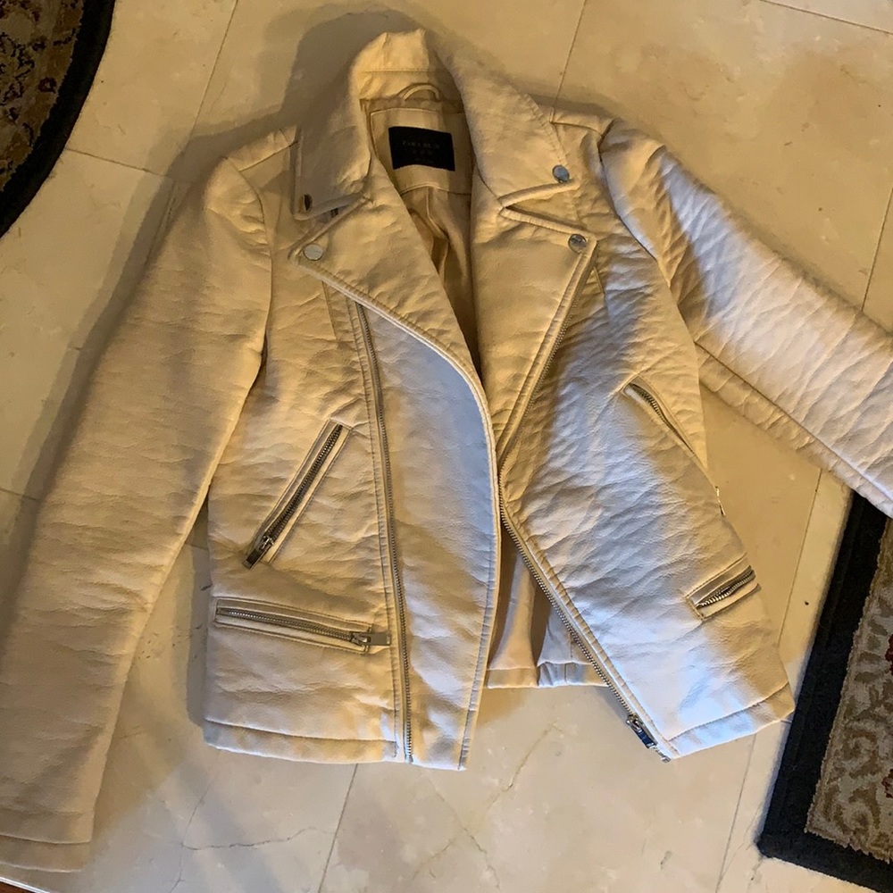 Faux leather jacket - cream color from Zara